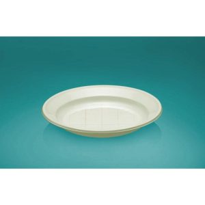 Plato llano reutilizable 17cm PS Crema 50 unidades