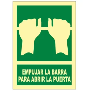 Señal emergencia : Empujar la barra para abrir la puerta