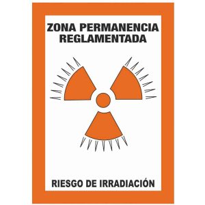 Señal Zona permanencia reglamentaria, riesgo irradiación