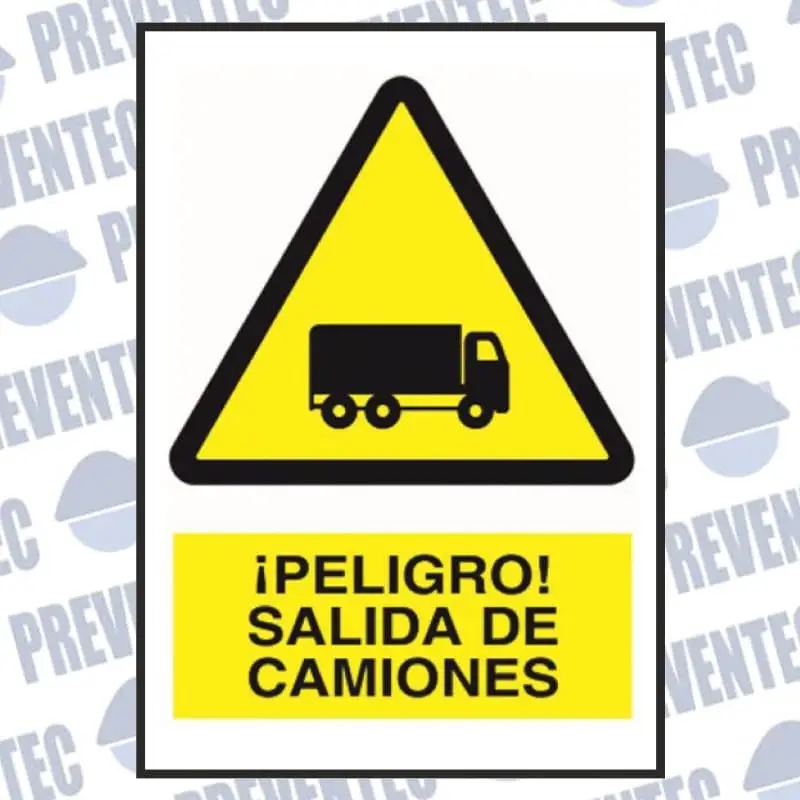Señal advertencia peligro : ¡ Peligro ! Salida de camiones - Imagen 2