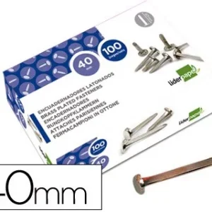 ENCUADERNADORES LIDERPAPEL NIQUELADOS N.8 40 MM CAJA DE 100 UNIDADES