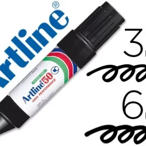 ROTULADOR ARTLINE MARCADOR PERMANENTE EK-50 NEGRO -PUNTA BISELADA 6 MM -PAPEL METAL Y CRISTAL