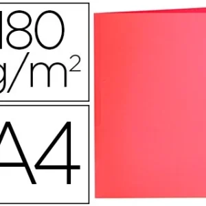 SUBCARPETA LIDERPAPEL A4 ROJO PASTEL 180G/M2 (PACK INDIVISIBLE 50 UDS)