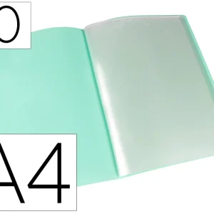 CARPETA LIDERPAPEL ESCAPARATE 10 FUNDAS POLIPROPILENO DIN A4 VERDE MANZANA OPACO