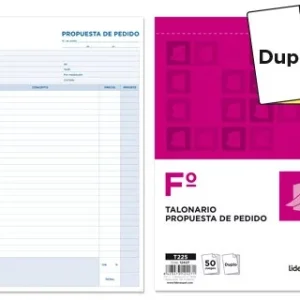 TALONARIO LIDERPAPEL PEDIDOS FOLIO ORIGINAL Y COPIA T225