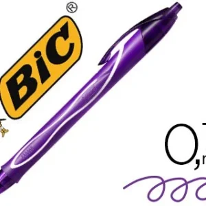 BOLIGRAFO BIC GELOCITY QUICK DRY RETRACTIL TINTA GEL PURPURA PUNTA DE 0,7 MM
