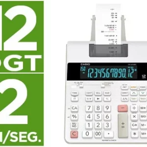 CALCULADORA CASIO IMPRESORA PANTALLA LC PAPEL 58 MM IMPRESION BICOLOR FR-2650RC 12 DIGITOS DC COLOR BLANCO