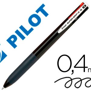 BOLIGRAFO PILOT SUPER GRIP G 4 COLORES RETRACTIL SUJECION DE CAUCHO TINTA BASE DE ACEITE CUERPO COLOR NEGRO