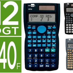 CALCULADORA LIDERPAPEL CIENTIF ICA XF35 240 FUNCIONES CON TAPA SOLAR Y PILAS EXPOSITOR DE 10 UNIDADES COLORES SURTIDOS