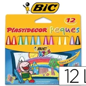 LAPICES CERA PLASTIDECOR PEQUES CAJA DE 12 COLORES SURTIDOS