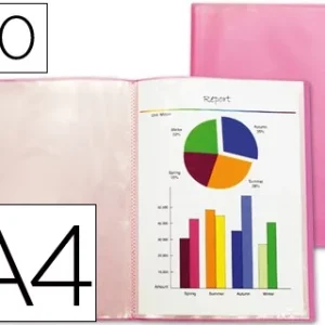 CARPETA LIDERPAPEL ESCAPARATE 47070 60 FUNDAS POLIPROPILENO DIN A4 ROJO TRANSLUCIDO