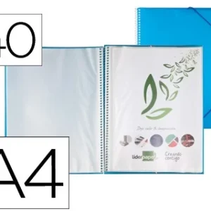 CARPETA LIDERPAPEL ESCAPARATE CON ESPIRAL 40 FUNDAS POLIPROPILENO DIN A4 AZUL