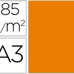 CARTULINA GUARRO DIN A3 NARANJA 185 GR PAQUETE 50 HOJAS