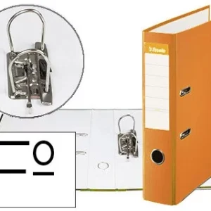 ARCHIVADOR DE PALANCA ESSELTE CARTON FORRADO PVC FOLIO LOMO DE 75 MM CON RADO NARANJA