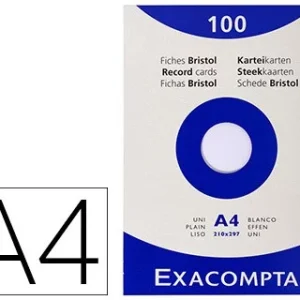CARTULINA EXACOMPTA DIN A4 BLANCA 205 GRS PAQUETE DE 100 UNIDADES
