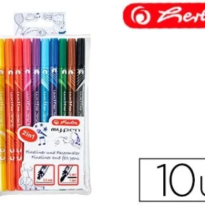 ROTULADOR HERLITZ MY-PEN DOBLE PUNTA 0,5/4 MM BLISTER DE 10 COLORES SURTIDOS