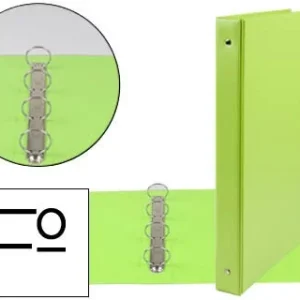 CARPETA LIDERPAPEL 4 ANILLAS 25 MM REDONDAS PLASTICO FOLIO COLOR VERDE PISTACHO