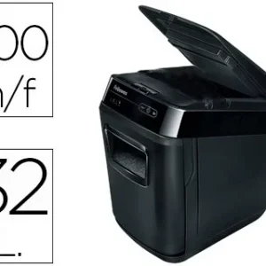 DESTRUCTORA DE DOCUMENTOS FELLOWES AUTOMAX 200C CAPACIDAD DE CORTE 200 HOJAS DESTRUYE CLIPS TARJETAS Y CD