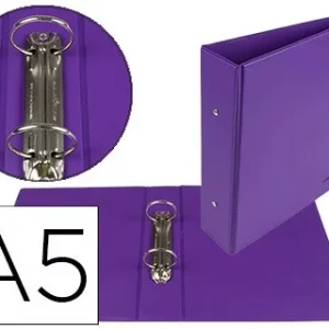 CARPETA DE 2 ANILLAS 40 MM REDONDAS LIDERPAPEL A5 CARTON FORRADO PVC VIOLETA
