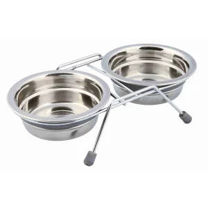 TRIXIE Comedero doble,acero inox. antivibr.,0.9