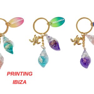 Llavero Ibiza epoxy shell gold sea turtle