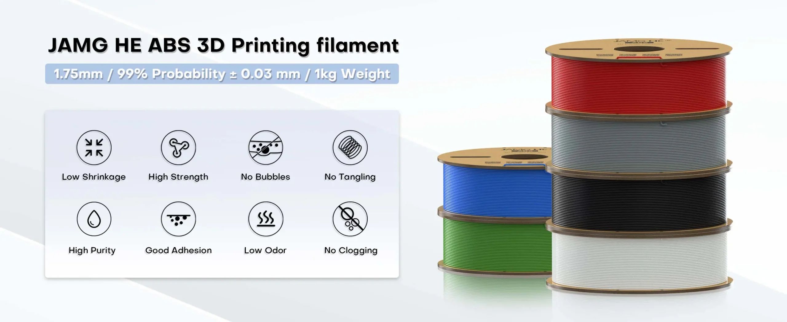 Filamento para impresora 3D Jamghe ABS verde, 1,75 mm, 1 kg - Imagen 8