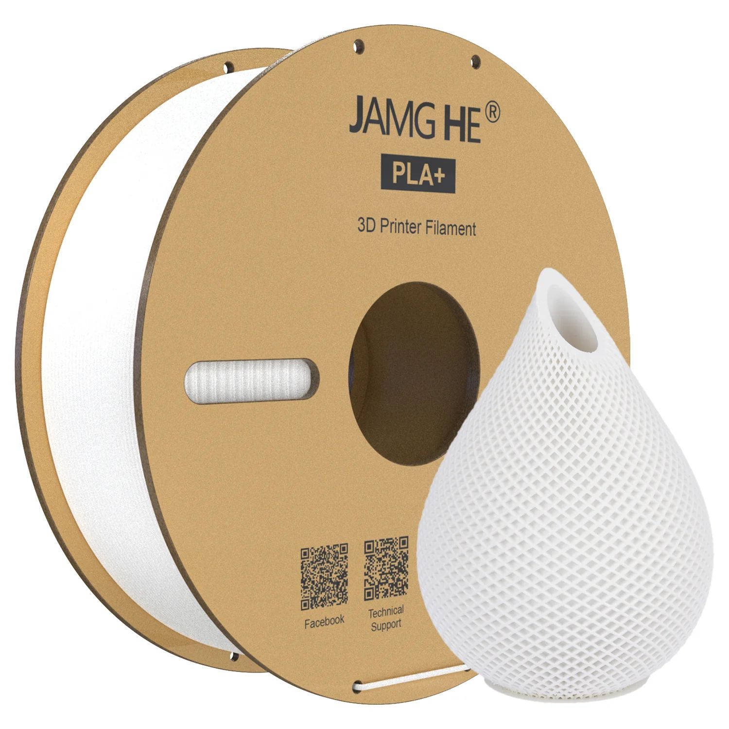 Filamento para impresora 3D Jamghe PLA+ Blanco, 1,75 mm, 1 kg - Imagen 2