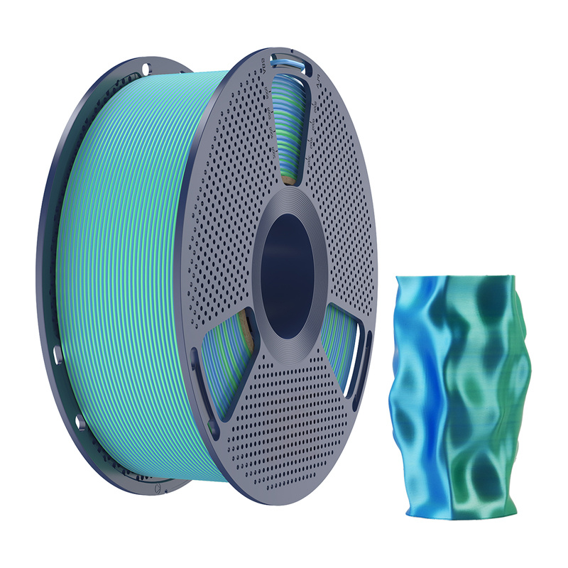 Filamento para impresora 3D SUNLU PLA+ Silk Dual Color azul-verde 1,75 mm 1 kg - Imagen 3