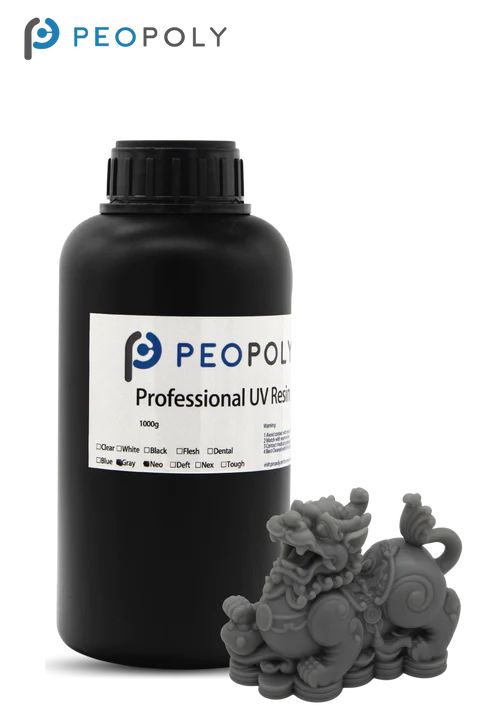 Resina para impresora 3D Neo by Peopoly lavable con agua gris 1 kg - Imagen 2