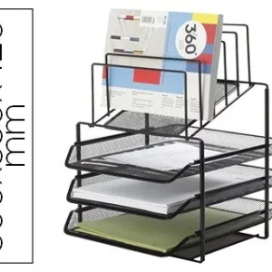 BANDEJA CLASIFICADORA SOBRES Q-CONNECT KF17296 METALICA REJILLA NEGRA 3 BANDEJAS 300X350X420 MM