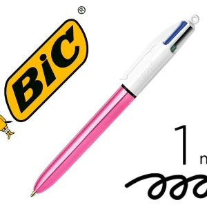 BOLIGRAFO BIC CUATRO COLORES SHINE ROSA PUNTA DE 1 MM