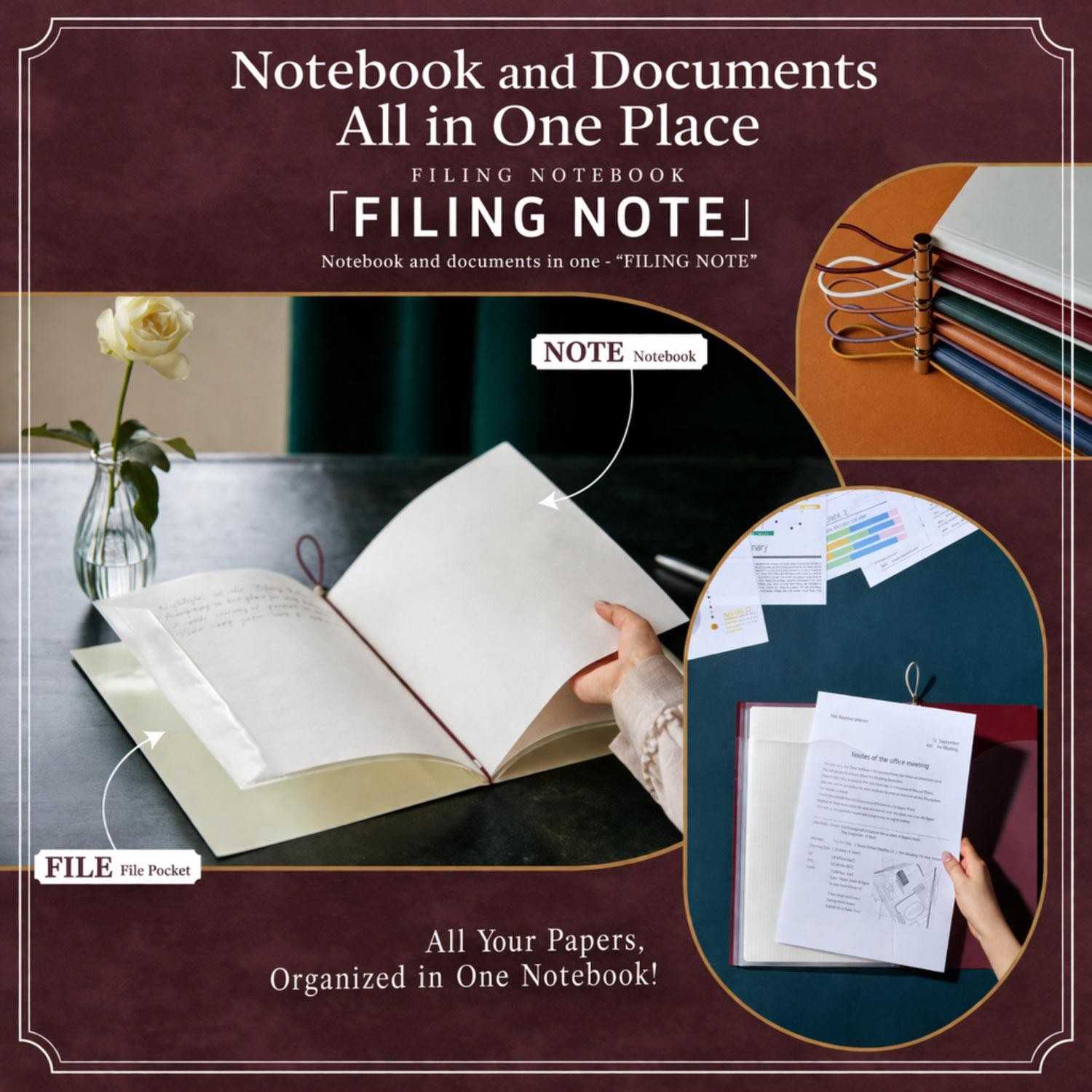 FILING NOTE A5 – Carpeta de archivo A5 con papel cuadriculado roja - Imagen 7