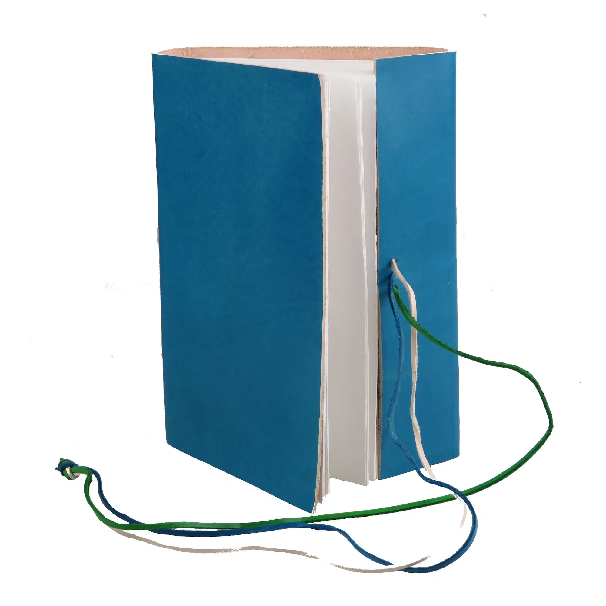 Cuaderno de viaje en cuero azul turquesa con papel hecho a mano - Imagen 3