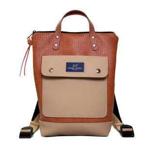 Mochila Daniel Chong Slim Solapa Mini DZ Rattan avellana bolsillo marron claro