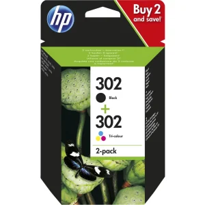 HP OFFICEJET 3830 TINTA MULTICOLOR BAJA CAPACIDAD ORIGINAL PACK 2 UNDS Nº 302 (BK – 190 + TRICOLOR – 165 PÁGS)