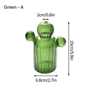 Jarrón con forma de cactus/ Verde A