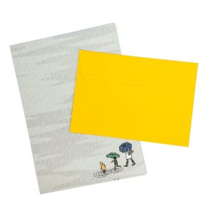 Conjunto de sobres y papel de cartas día de lluvia
