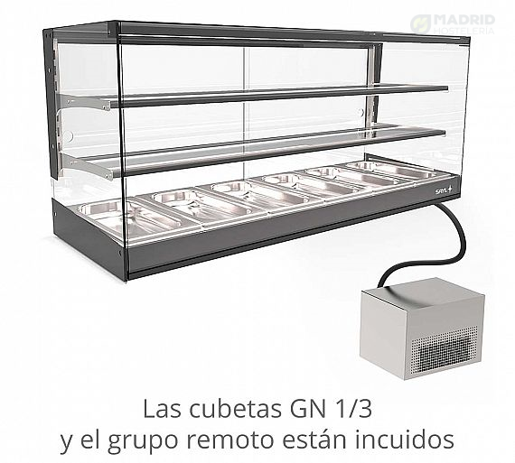 Sayl Vitrina Refrigerada Logic Triple Grupo Remoto Capacidad 4 a 8 GN 1/3 Ancho 84 a 154 cm - Imagen 3