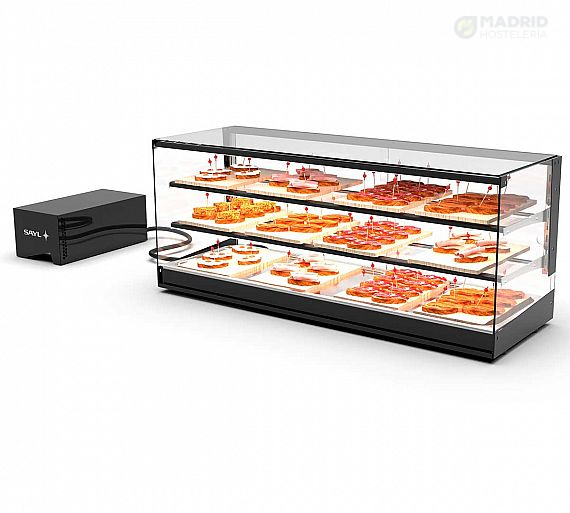 Sayl Vitrina Refrigerada Logic Triple Grupo Remoto Capacidad 4 a 8 GN 1/3 Ancho 84 a 154 cm - Imagen 5