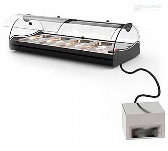 Sayl Vitrina Refrigerada Self Service Grupo Remoto GN Capacidad 4 a 8 GN 1/3 Ancho 82,5 a 154 cm - Imagen 2