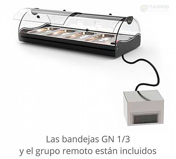 Sayl Vitrina Refrigerada Self Service Grupo Remoto GN Capacidad 4 a 8 GN 1/3 Ancho 82,5 a 154 cm - Imagen 3