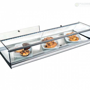 VG Vitrina Cristal Plano Inox VRP 1 Piso Ancho 99 o 122 cm Alto 17,5 cm